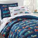 Wildkin 5-Piece Twin Bedding Set  100% Cotton Comforter, Sheets & Pillowcase for Cozy Cuddles - Transportation