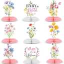 9 Pcs Wildflower Baby in Bloom Baby Shower Decoration Spring Floral Flower Theme Honeycomb Centerpiece for Table Decor