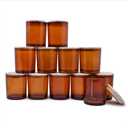 SHOWIN 14 OZ Thick Candle Jars for Making Candles 12 Pcs, 3 Wick Empty Jars with Wood Lids for Candle Making, Sample Container,Clear Brown