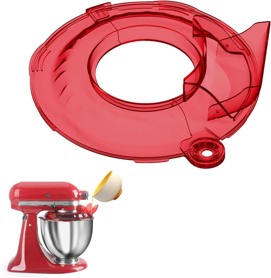 Pouring Shield Compatible with Kitchen aid 4.5-5QT Mixer Bowl, Safety Pouring Shield, for Kitchen Aid Accessories and Attachments, Kitchen Aid Stand Mixers with Removable Pour Spout, Red