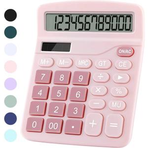 Office Desk Calculator, Cute Calculator for Kids, Basic Calculators Desktop, Dual Power Simple Financial Calculator with Big Button Large Display for Office Home and School (Pink)
