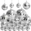 26 Pcs Mini Disco Balls Decor Silver Mirror Hanging Disco Ball Ornaments for Party Decorations Christmas Tree Wedding Music Festival Prom Props