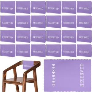 Breling 24 Pcs Reserved Chair Signs Wedding Reserved Seating Signs for Church Pews 11.8 x 17.7 Inch Cloth Placeholder with Printed Words for Ceremony Restaurants (Purple)