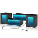 VECELO LED TV Stand for Televisions up to 70 Inchs Modern Entertainment Center with Storage, Media Console with 23 Flashing Options and 4 Customizable Modes for Living Room, Bedroom