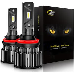 Cougar Motor H11 Bulbs, H8 H9 Light Bulb K16 Series 6000K White Plug and Play Fog Light IP67 Waterproof Driving Light Bulbs - Pack of 2