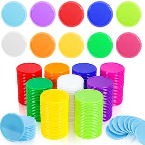250 PCS Poker Card Game Chips, 37mm Plastic Poker Chips Bulk, Learning Counters Disks Chip for Math Counting, 10 Colors