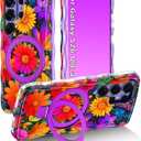 Meshine for Galaxy S26 Ultra Case with Magnetic Stand,Wave Frame,Purple