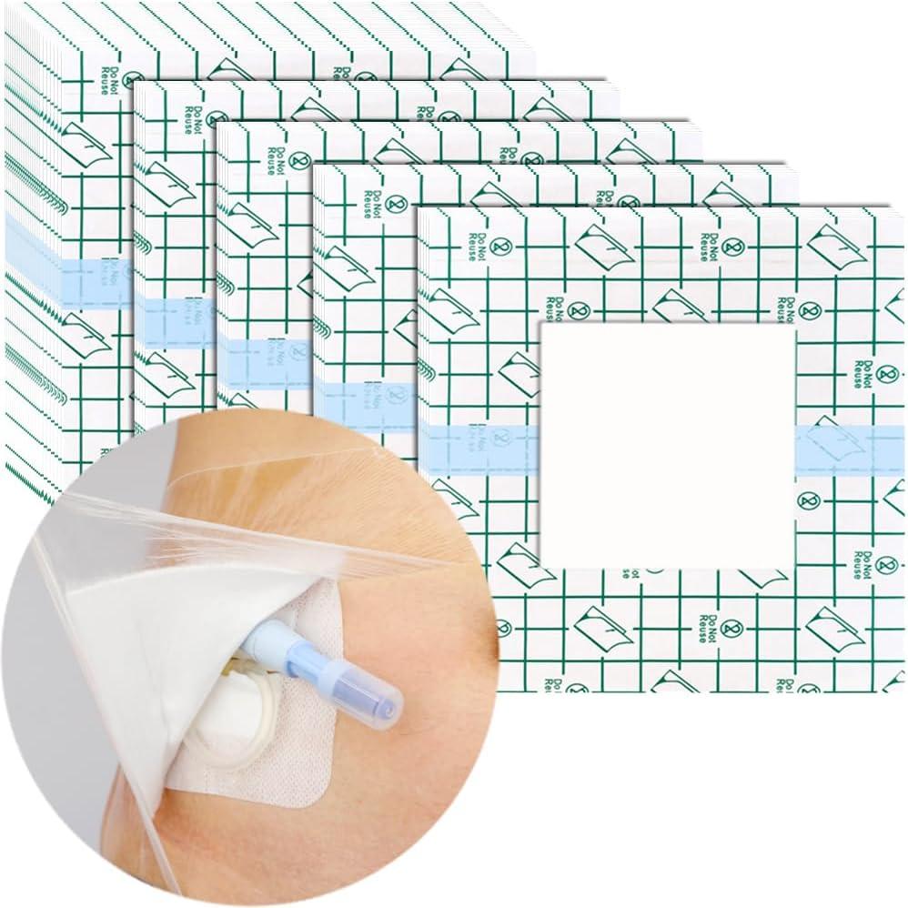 Waterproof Dialysis Port Shower Cover Pd Catheter Shower Shields Chemo Port Shower Protector 6"x6" Picc Line Bandage with Non-Stick Center Pad for Showering Patch (Pack of 25)