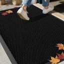 Color&Geometry High Stretch Elastic Silk Doormat, Large Front Door Mat Outside Entrance, Outdoor Door Mat for Patio,Quick-Dry & Heavy-Duty, Non-Slip Rubber Large Doormat, 24"x36" Black