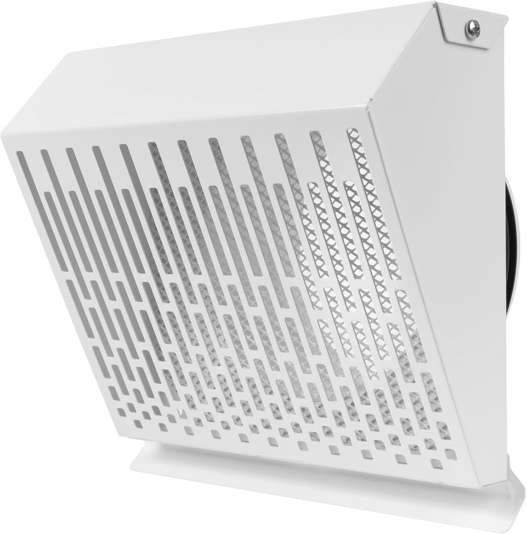 Vent Systems 6" Inch Exhaust Vent Cover with Rubber Gasket - White Galvanized Steel - Robust and Weatherproof Outdoor Air Exhaust Box - Duct or Surface Mounting - Rain and Snow Protection