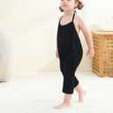 Girls Lace Up Slouch Jumpsuit Casual Sleeveless Romper Kids Strap Overalls With Side Pockets 4-5T (White)