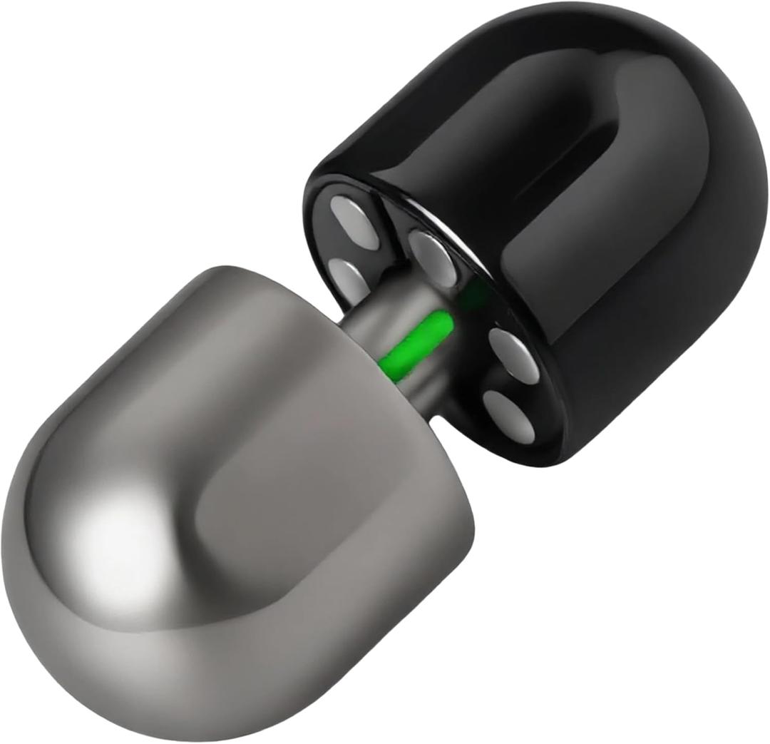 Capsule Fidget Toy for Adults, Metal Fidget Spinner with Spinning Top, EDC Toy Haptic Fidget Slider Coin, Slide Push for Stress Anxiety Relief, Stainless Steel, Silver Black
