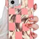 Compact for iPhone 11 Case Shiny Silver Larger Checkered Design Phone Case, Cute Trendy Soft Slim TPU Shockproof Protective Cover for Women Girls Aesthetic Glitter, Pink