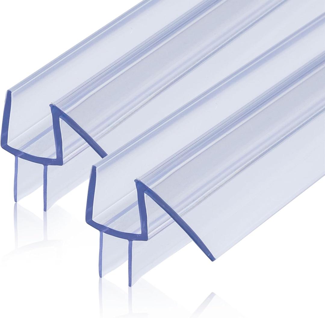 2-Pack ShowerDoor Bottom Seal 3/8" x 36" Polycarbonate Frameless Ultra Clear Shower Door Seal Strip for Glass Doors Stop Leaks and Create a Water Barrier Replacement Shower Cubicle