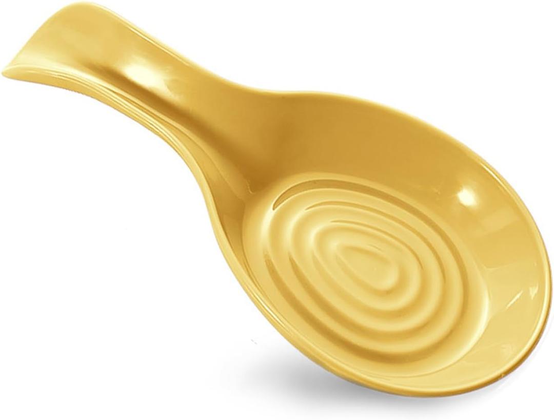 Spoon Rest Cooking Spoons Holder for Stove Top,Plastic Utensil Tray for Kitchen Counter,Thickened Spoon Dish,Porcelain Utensil Caddy for Countertop (Yellow)