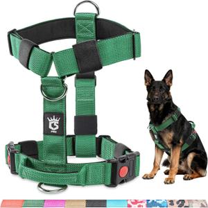 TSPRO Premium Heavy Duty Tactical Dog Harness for Medium/Large Dogs, No Pull, Adjustable, Padded Handle & QuickRelease Buckles, Ideal for Hiking, Walking, Running, Training (Green L)