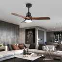 Ceiling Fans with Lights and Remote, 36 Inch Outdoor Ceiling Fan for Patios with Light, 3 Blades Modern Ceiling Fan Noiseless Reversible DC Motor, Walnut Fan for Patio Living Room