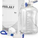 1 Gallon Water Bottle with Straw, 128 oz Large Water Jug with Times to Drink, Reusable Leak Proof with Handle, 2 Lids BPA Free Big Sports Bottles for Fitness Gym Camping (Clear, 128 Ounces)