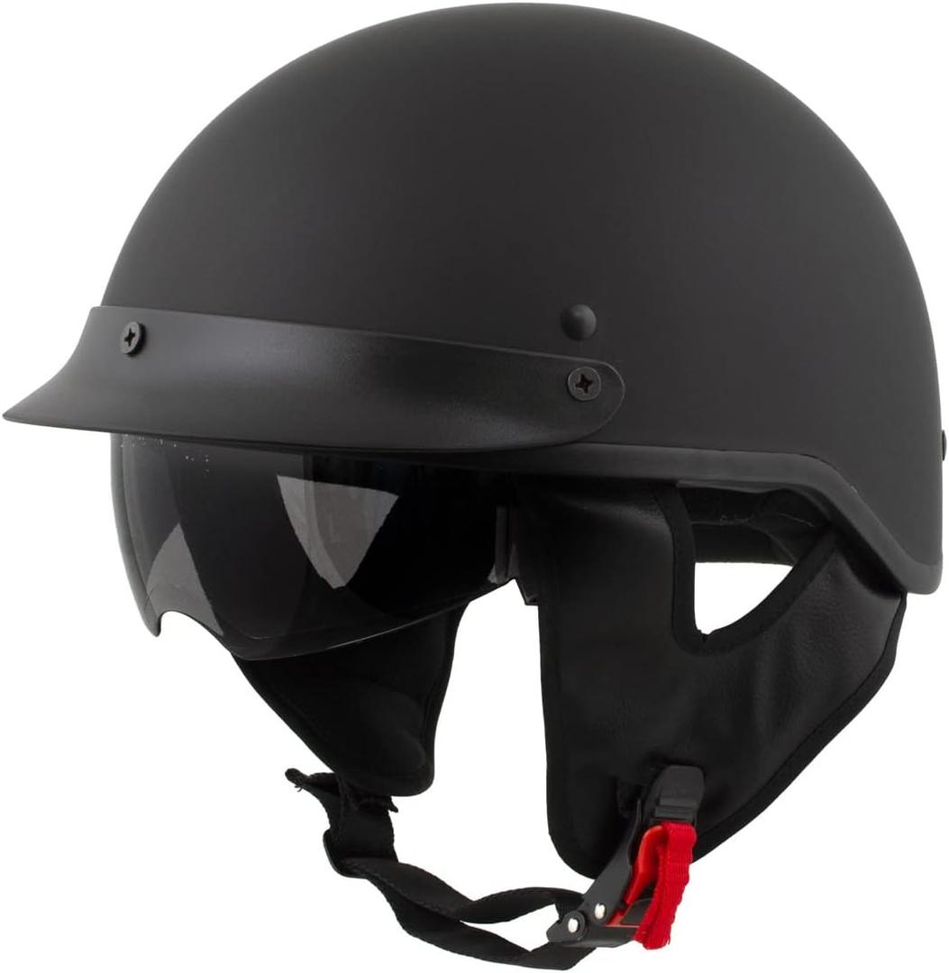 Milwaukee Helmets MPH9718DOT Momentum Matte Black Half Face Motorcycle DOT Bikers Helmet w/ Drop Down Visor - Medium