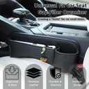 Car Seat Gap Filler with Pockets Leather Car Seat Organizer Automotive Accessories Front Seats Adjustable Gap Filler for Phones Glasses Keys Cards Black