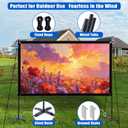 Outdoor 150inch Projector Screen with Stand, Portable Projector Screen with Carry Bag, Indoor 4K HD Movie Projection Screen for World Cup Outside Home Theater Backyard, 16:9