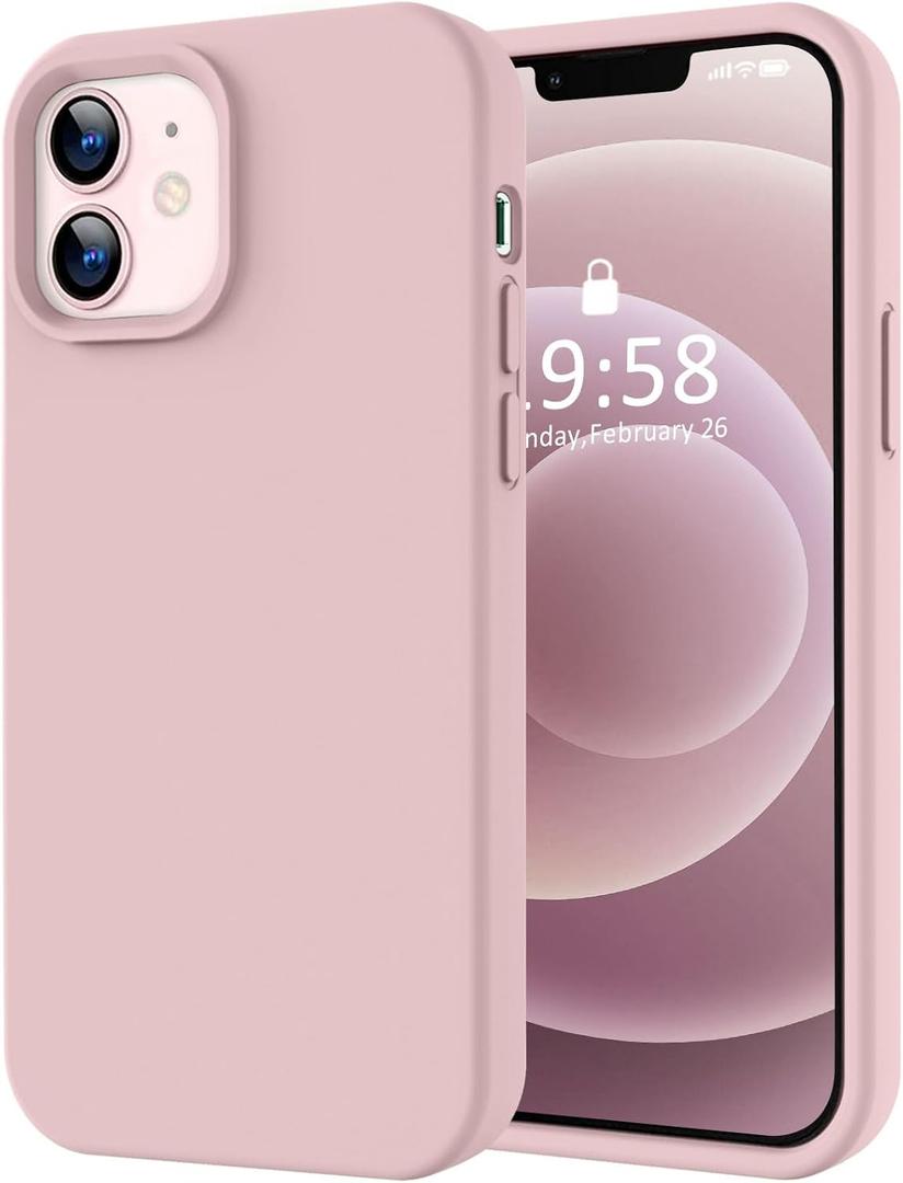 LOVE 3000 Designed for iPhone 12 Case/iPhone 12 Pro Case, Premium Silicone with [Soft Anti-Scratch Microfiber Lining] Shockproof Protective Phone Case for Men Women Girls 6.1", Pink Sand