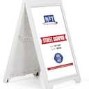 M&T Displays Street SignPro without Lens Protective Cover, 24x36 Inch Poster White Double Sided Sandwich Board Folding A-Frame Sidewalk Curb Sign Portable Advertising Display for Restaurant Cafe, White