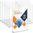 Acrylic Sign Holder 8.5 x 11, Double Sided Sign Holder Stand, Plastic 10 Pack Table Paper Stand, Vertical Menu Flyer Stand, T Shape Table Flyer Holder
