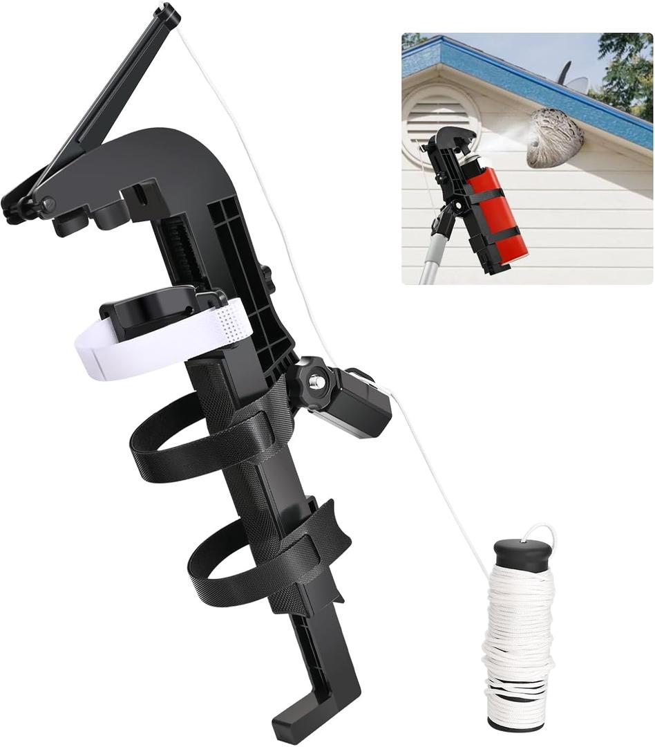 NEWFLY Spray Can Extension Pole Adaptor, Adjustable Sprayer Bracket Adaptor for Wasp Hornet Bee Spray Long Range, Spray Paint, Window Cleaner, Tree Spray Spray Can Trigger Handle (Black)