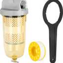 496 Fuel Tank Filter Assembly, Diesel Tank Water Separator with 1" Npt Top Cap, Wrench Replacement Transfer Tank Filter for Gasoline Diesel 30 Micron Max 25 Gpm 150 Psi - Replaces# B10-Al