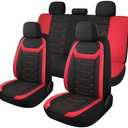 CAROMOP Breathable Car Seat Covers Full Seats,3D Air Mesh Cloth Seat Covers for Cars, Split Bench Compatible Car Interior Covers, Universal Fit Most Car Sedan Truck SUV(Black/Red)