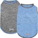 KYEESE 2 Pack Dog Shirts Quick Dry Soft Stretchy Dog T-Shirts with Reflective Label Tank Top Sleeveless Vest Sun Protection Pet Clothes for Small Dogs, Large, Light Blue+Grey
