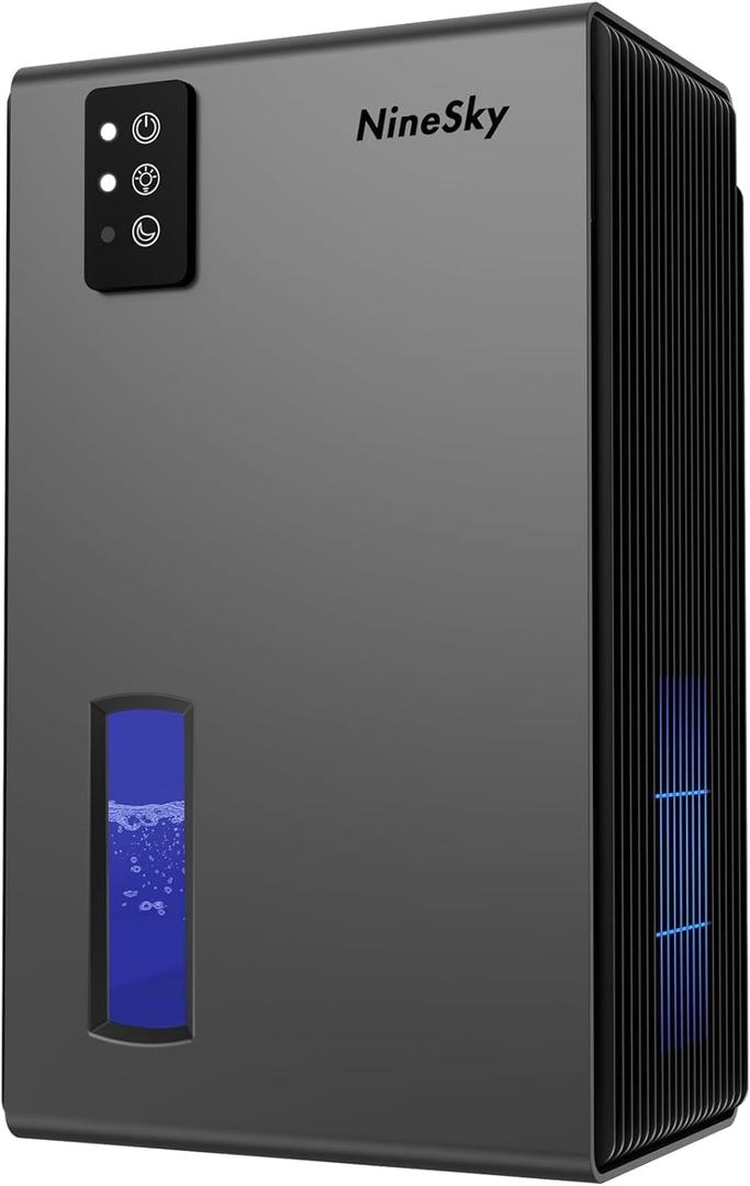 NineSky Dehumidifiers for Home, 1000 Sq.Ft Dehumidifier with 95oz Water Tank, Quiet Dehumidifier for Basement Bathroom Bedroom with 7-Color Ambient Light & Auto Shut Off, (Grey)