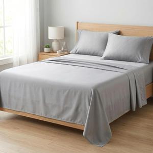 Beckham Hotel Collection Sheets Set Queen Size, 100% Cotton Sateen Fabric, Silky Smooth & Soft, Cool Touch, 16 Deep Pocket, 4-Piece, Gray