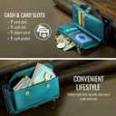 Wallet Case Compatible with iPhone 11 RFID Blocking 7-Card Holder Soft PU Leather Magnetic Snap Shoulder Strap Zipper Pocket Phone Case Fit for iPhone 11 for Women 6.1" - Blue Green