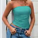 PRETTYGARDEN Women's Faux Leather Tube Tops 2025 Summer Strapless Asymmetrical Ruched Bandeau Shirts Going Out Club Outfits (S)