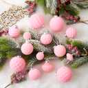 Wironlst Velvet Ornaments for Christmas Tree, 3 Style Flocked Matte Velvet Christmas Ball Ornaments, Shatterproof Decor for Xmas Tree Wedding Holiday Party Home (3.15" 16pcs Pink)