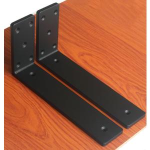 2 Pack L12 x H 6" x W 2.5" 10mm Thick Countertop Support Brackets, Heavy Duty Countertop Hidden Bracket L Shelf Bracket Metal Corbels for Countertops Frosted Black