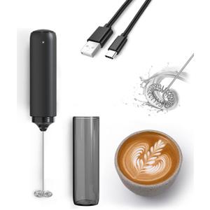 Rechargeable Milk Frother USB, Handheld Electric Foam Maker with Whisk Drink Mixer & Foamer for Coffee, Latte, Matcha, Hot Chocolate