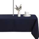 LUSHVIDA Rectangle Outdoor Tablecloth with Umbrella Hole and Zipper, 60x84 Inch Navy, Washable Waterproof Table Cloth Spill Proof Wrinkle Free Table Cover for Patio Spring Summer Picnic BBQS