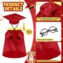 Huhumy 3 Pcs Dog Graduation Costume Set Include Pet Graduation Gown Adjustable Puppy Grad Cap with Gold Tassel Lensless Glasses for Dogs Cats Holiday Costume Accessory(Red,XL)