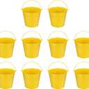 Small Metal Buckets, Mini Buckets with Handle Galvanized Colored Tin Pail Containers Basket Party Supplies - Fit for (Halloween - Classroom Crafts) 7" & 10Pcs & Yellow
