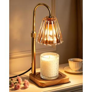 Marycele Candle Warmer Lamp with Timer for Yankee Candles, Adjustable Height Wax Melt Warmer, Birthday Gifts for Mom Women Sister, Vintage Amber Glass Lamp, Thanksgiving Decorations for Home Decor
