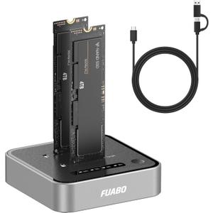 M.2 Duplicator Dual Bay NVMe SSD Cloner with USB-C, 20Gbps USB 3.2 Gen 2X2 Tool-Free M Key PCIE NVMe SSD Reader Docking Station