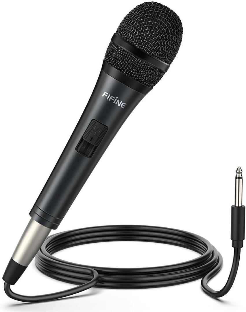 Fifine Karaoke Microphone, Dynamic Vocal Microphone for Speaker, 6.35MM Wired Handheld Mic with On and Off Switch and 14.8ft Detachable Cable-K6