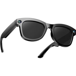 QxzPower 1080P HD AI Smart Camera Glasses, 8MP Camera Bluetooth 5.4 Recording Glasses, Dual Mic ENC Noise Reduction, Blue Light Filtering Lenses, Video Glasses with Men and Women, M01Pro Black