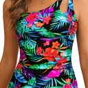 Tankini Tops for Women Swimwear - One Shoulder Swim Top Only Tummy Control Bathing Suit Top No Bottom 2025 Floral, Medium