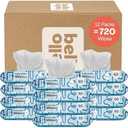  Hello Bello Extra Gentle Unscented Baby Wipes, Plant-Based, Made with 99% Water and Aloe for Babies and Kids, 720 Count 
