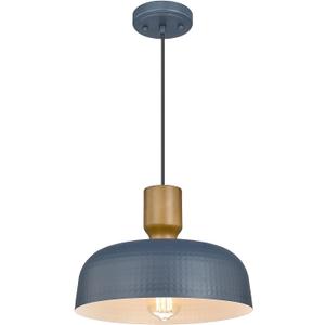 Darkaway Pendant Light Fixtures Ceiling Hanging with Hammered Metal Shade, Modern Pendant Light for Kitchen Island Lighting Hanging Lamp Adjustable Height, Medium (Medium,1 Pack, Blue)