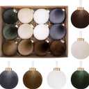 2 x Velvet Christmas Ornaments Set,12 Pcs Christmas Decor Bolas Grandes De Navidad para Arbol Velvet Christmas Balls - Earth Toned, 80mm 3.15 inch